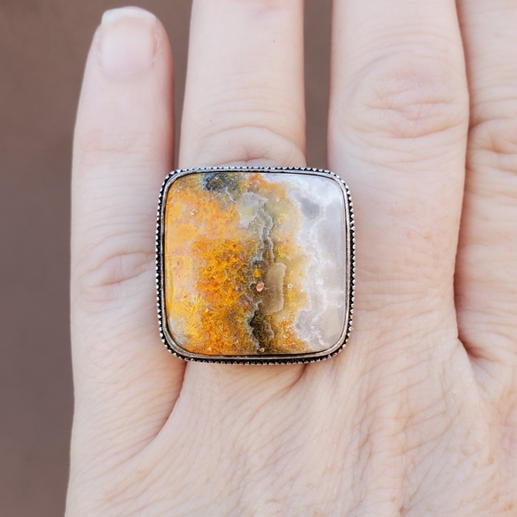 New Huge Bumblebee Jasper 925 Silver Ring. - Picture 8 of 15